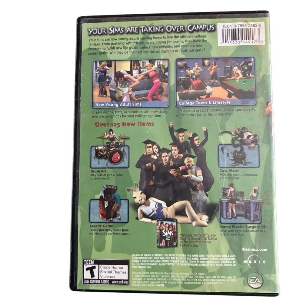 Sims 2 & Sims 2 University Expansion Pack PC CD-ROM